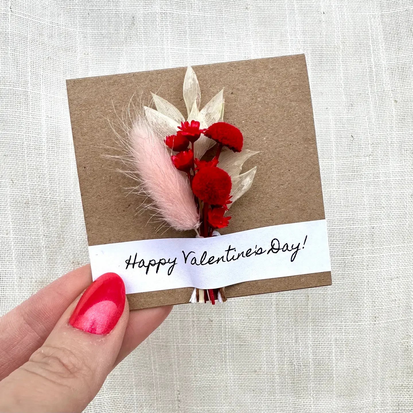 Assorted Dried Bouquet Cards - Small - Happy Valentine's Day