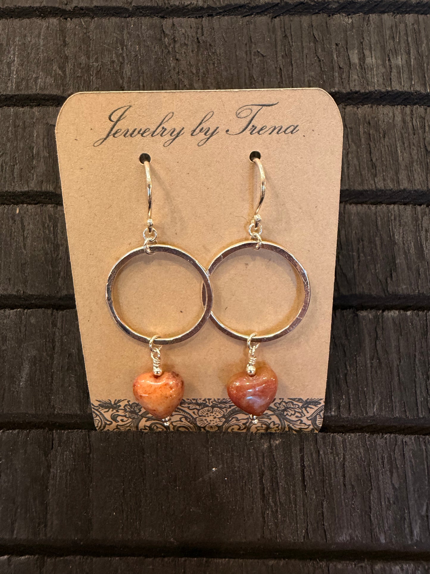 Sterling Silver Earrings with Ocen Jasper Hearts