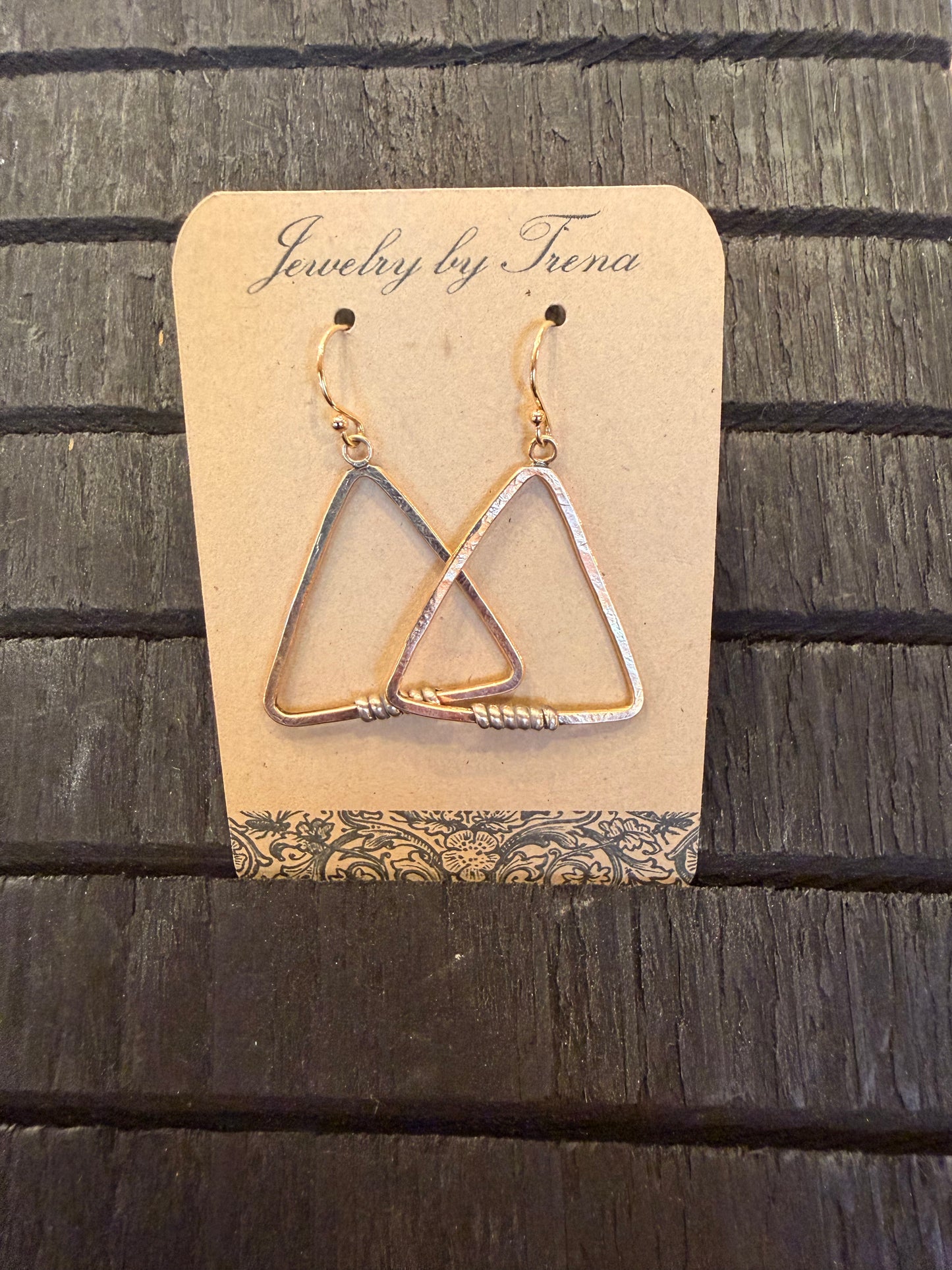 14K Gold Filled and Sterling Silver Triangle Earrings