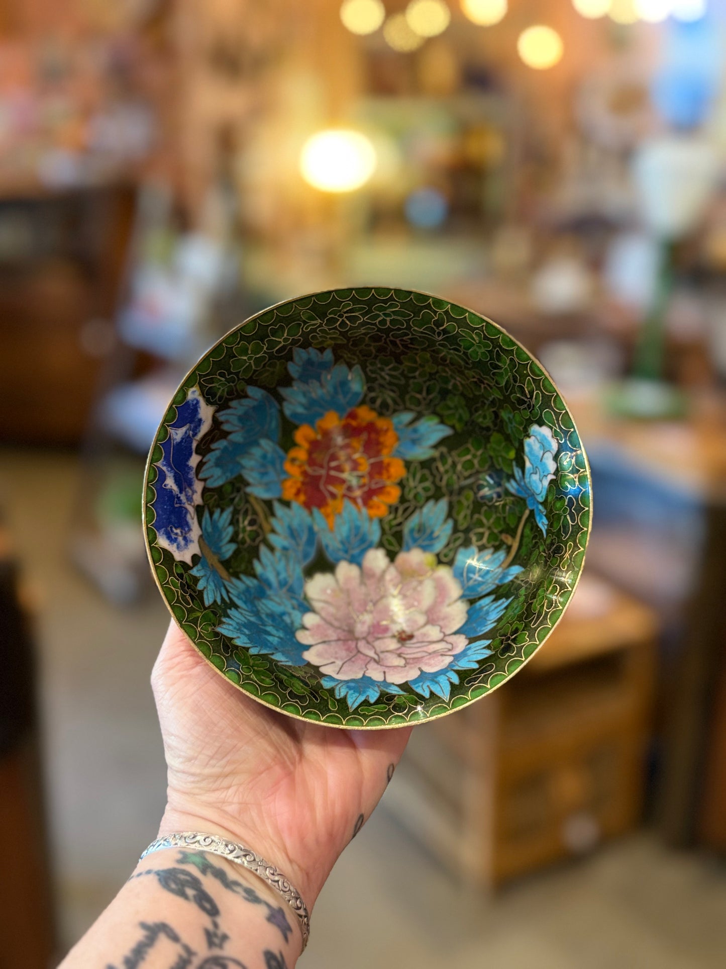 Vintage Brass Floral Bowl