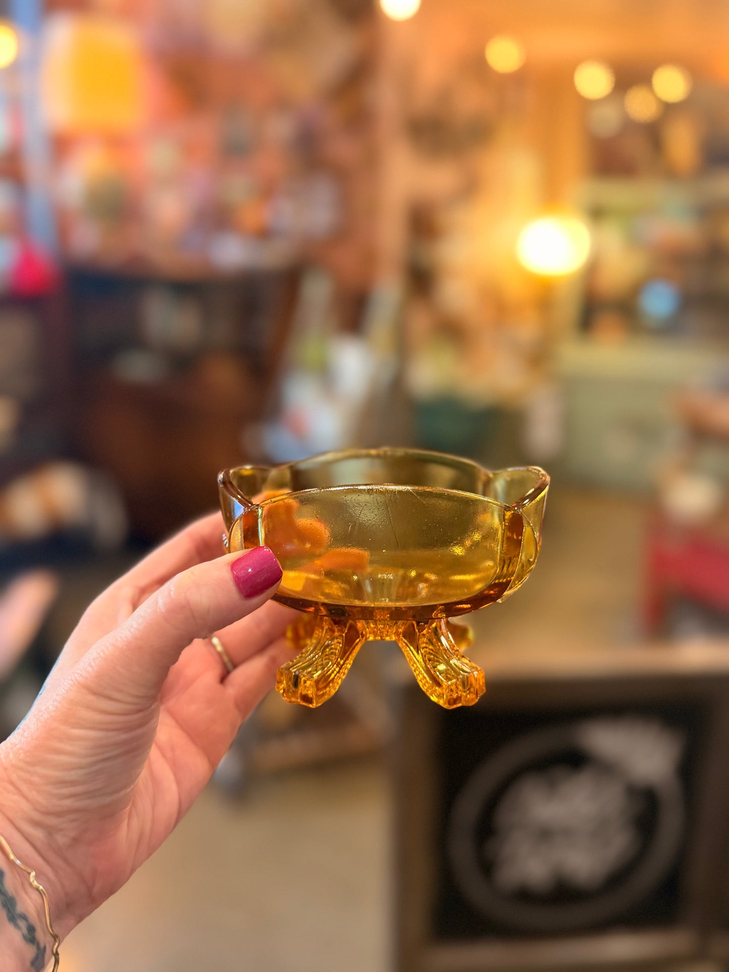 Vintage Amber Glass Bowl