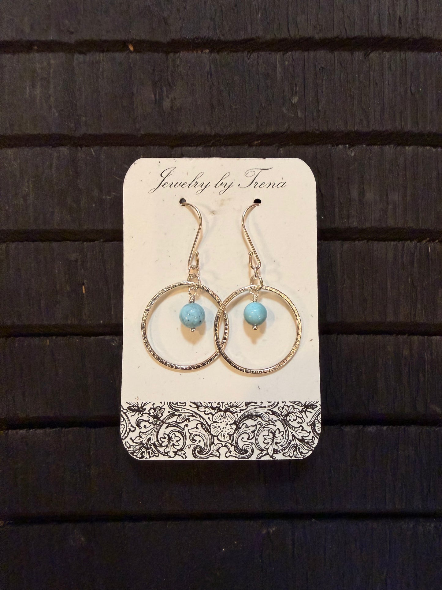 Sterling Silver Larimar Stone Hoop Earrings