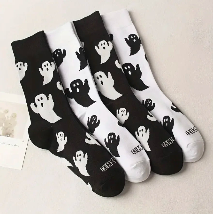 Halloween Socks Assorted - White Ghosts