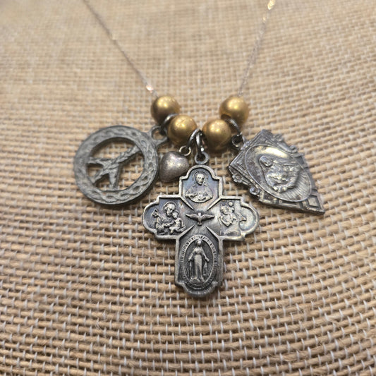 Vintage Holy Family Charm Necklace