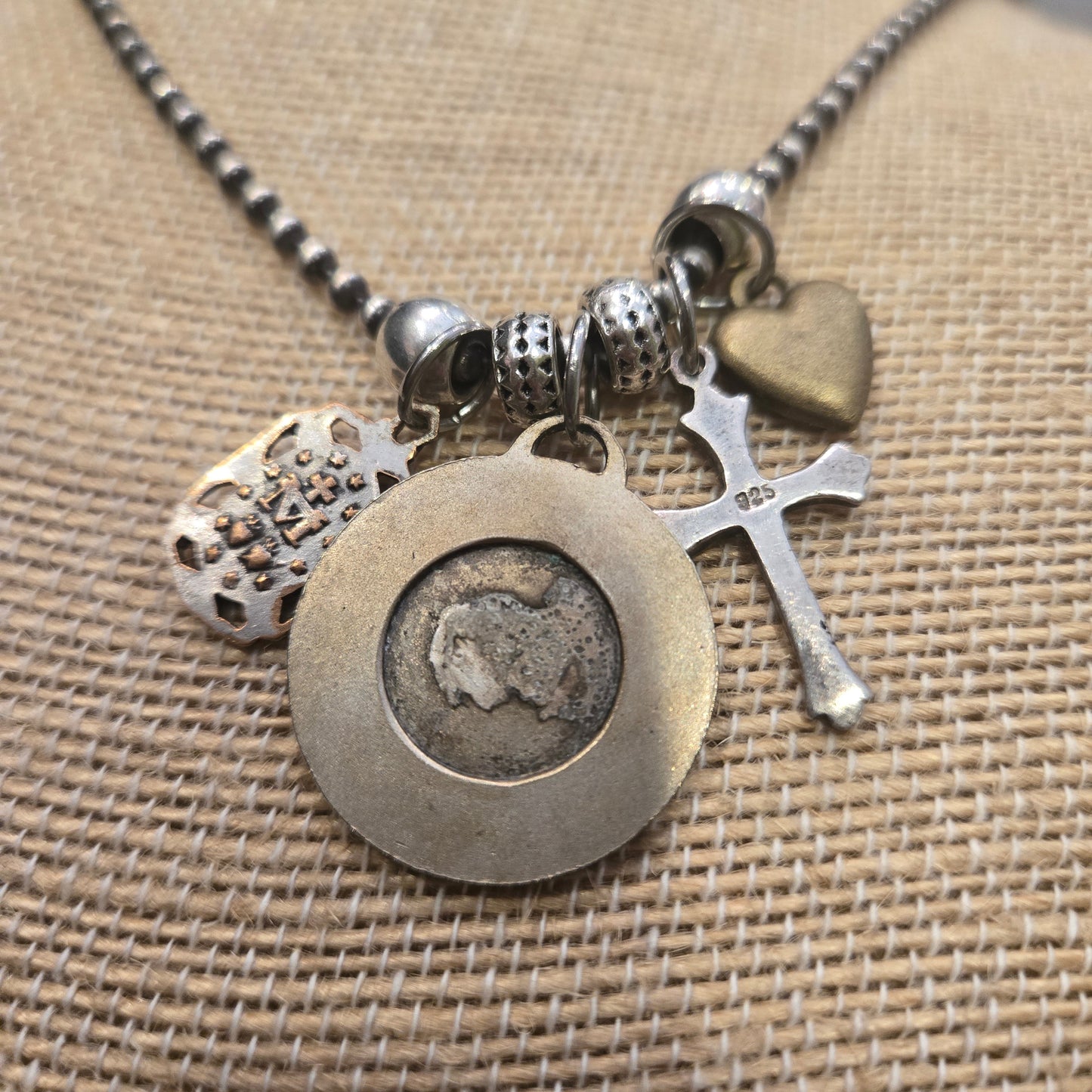 Vintage Our Lady of Lourds Charm Necklace