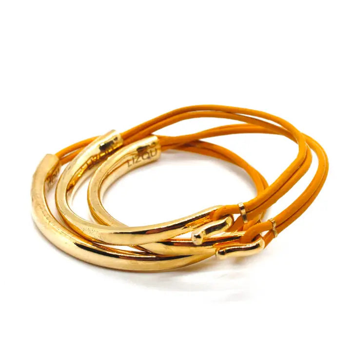 Assorted Leather & Gold Bracelets