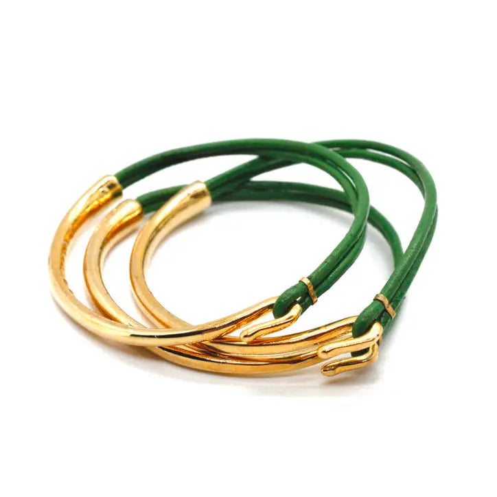 Assorted Leather & Gold Bracelets