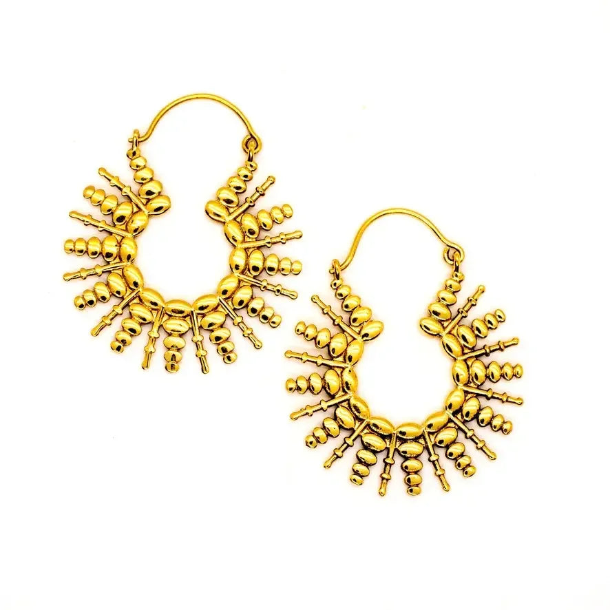 Brass Burst Hoop Earrings
