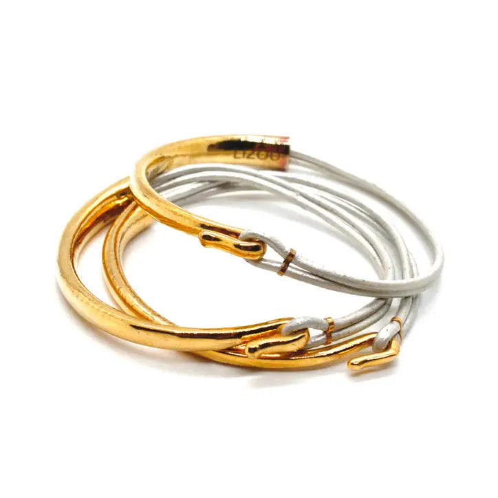 Assorted Leather & Gold Bracelets
