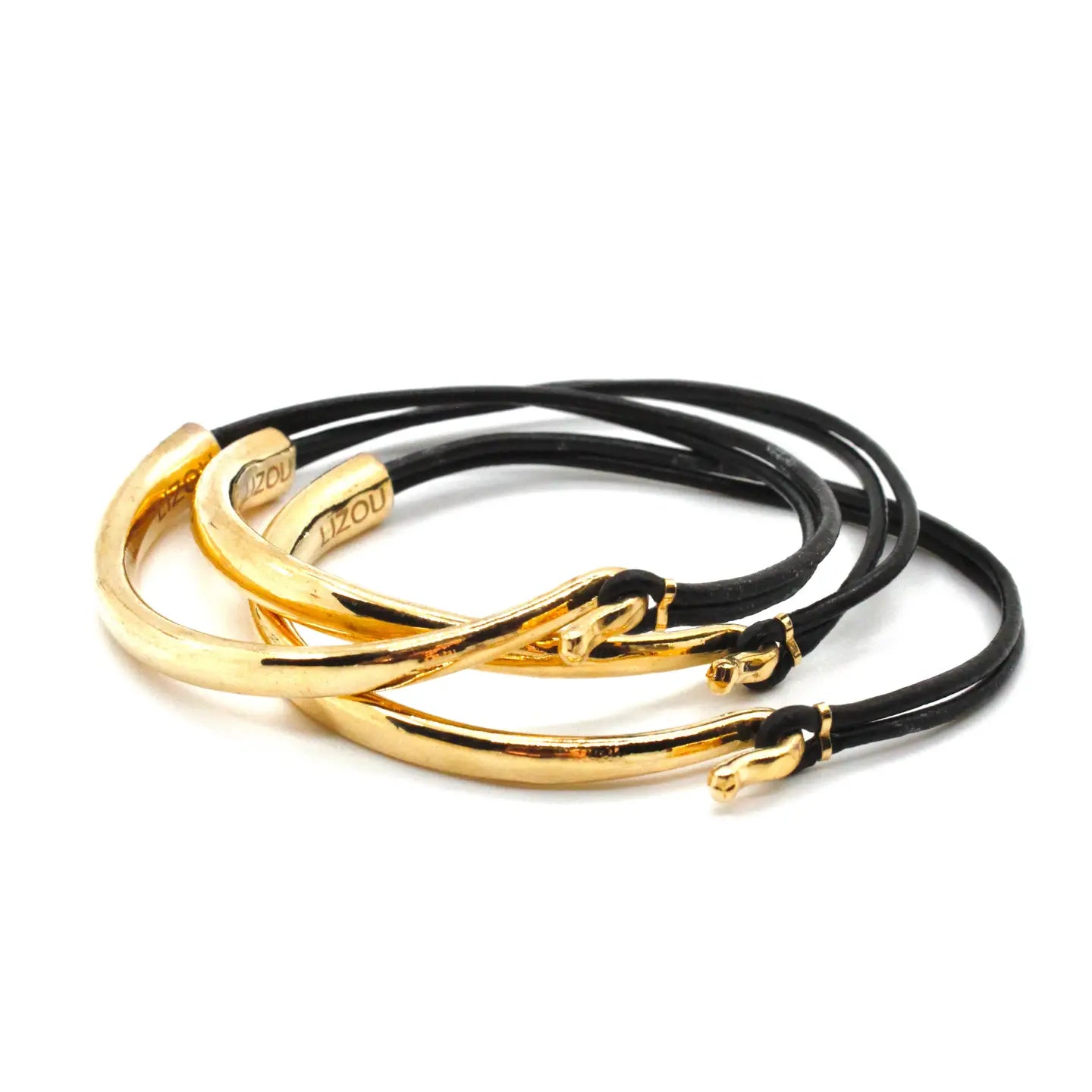 Assorted Leather & Gold Bracelets