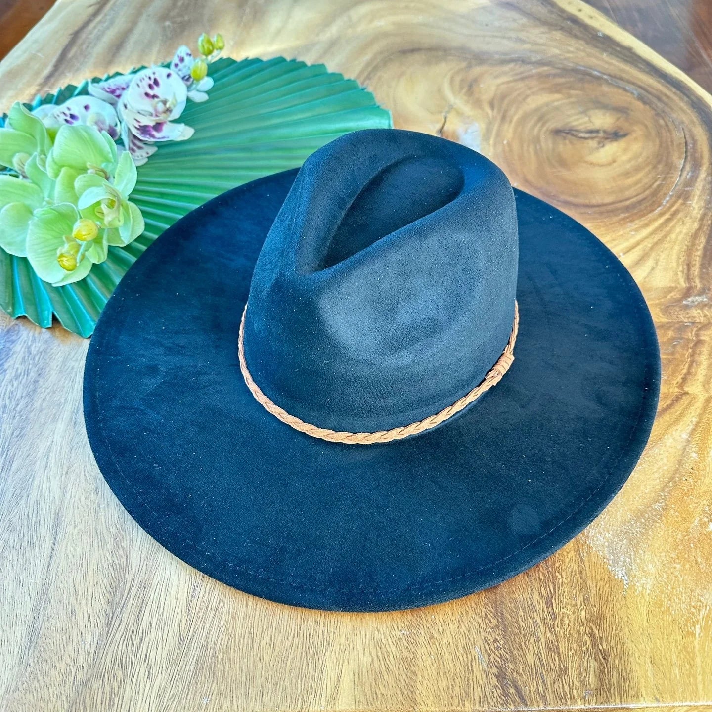 Wide Brim Suede Hats Assorted Colors - Cream