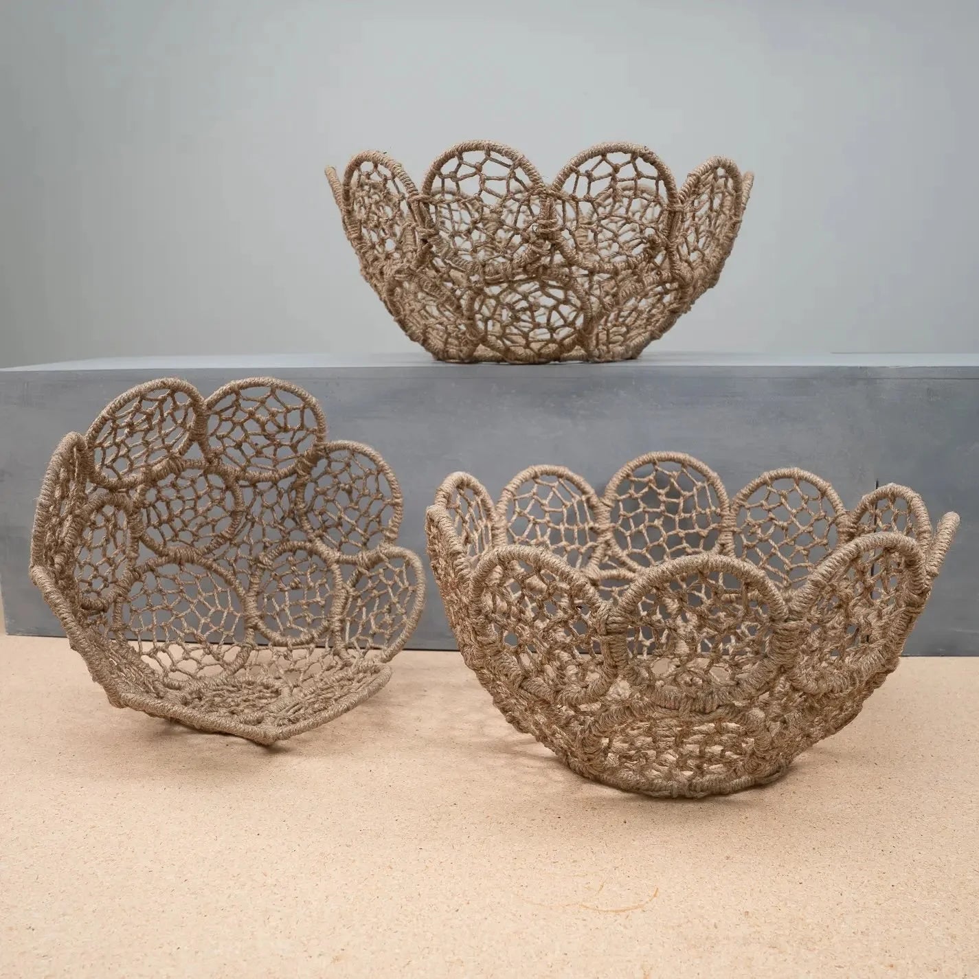 Jute Flower Baskets Assorted