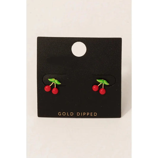 Gold Dipped Cherrie Stud Earrings