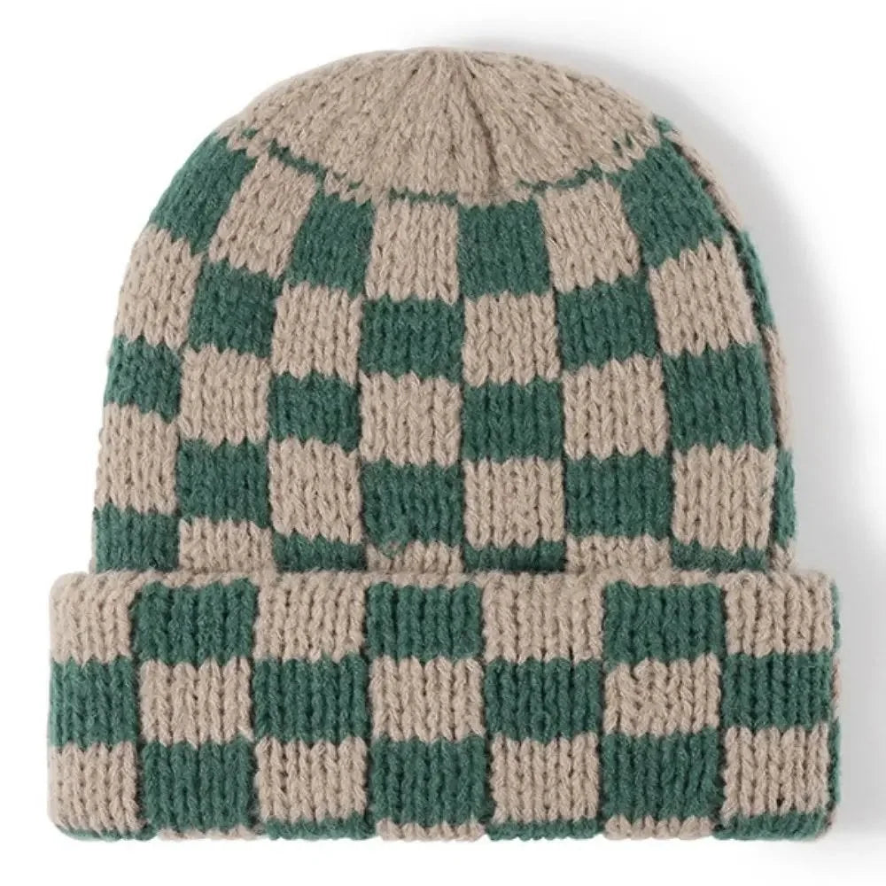 Contrast Color Checkered Beanies Assorted