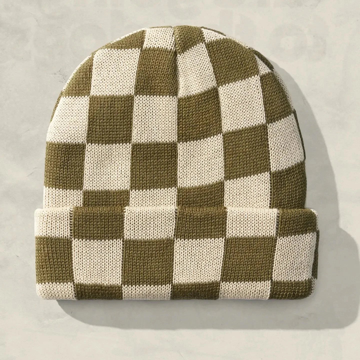 Checkerboard Beanie Assorted - Green & White