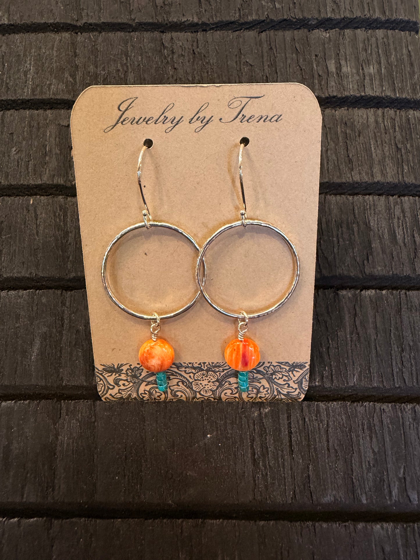 Sterling Silver Earrings with Spiny Oyster Stones