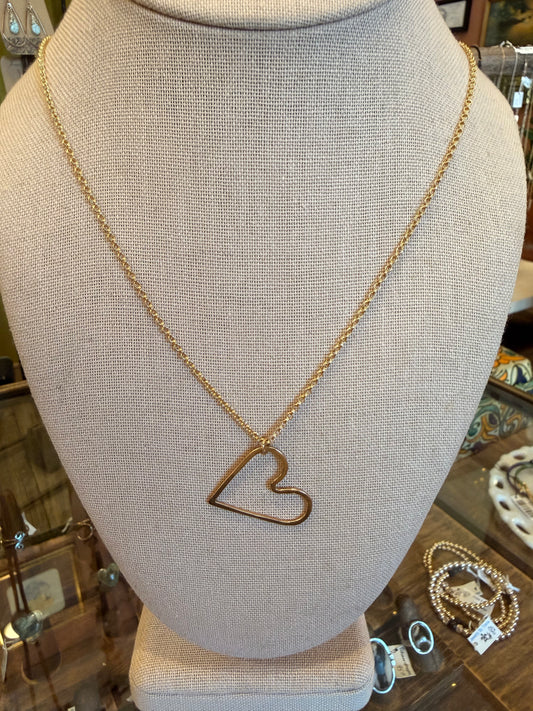 14K Gold Filled Large Heart Necklace