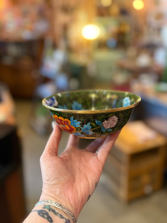 Vintage Brass Floral Bowl
