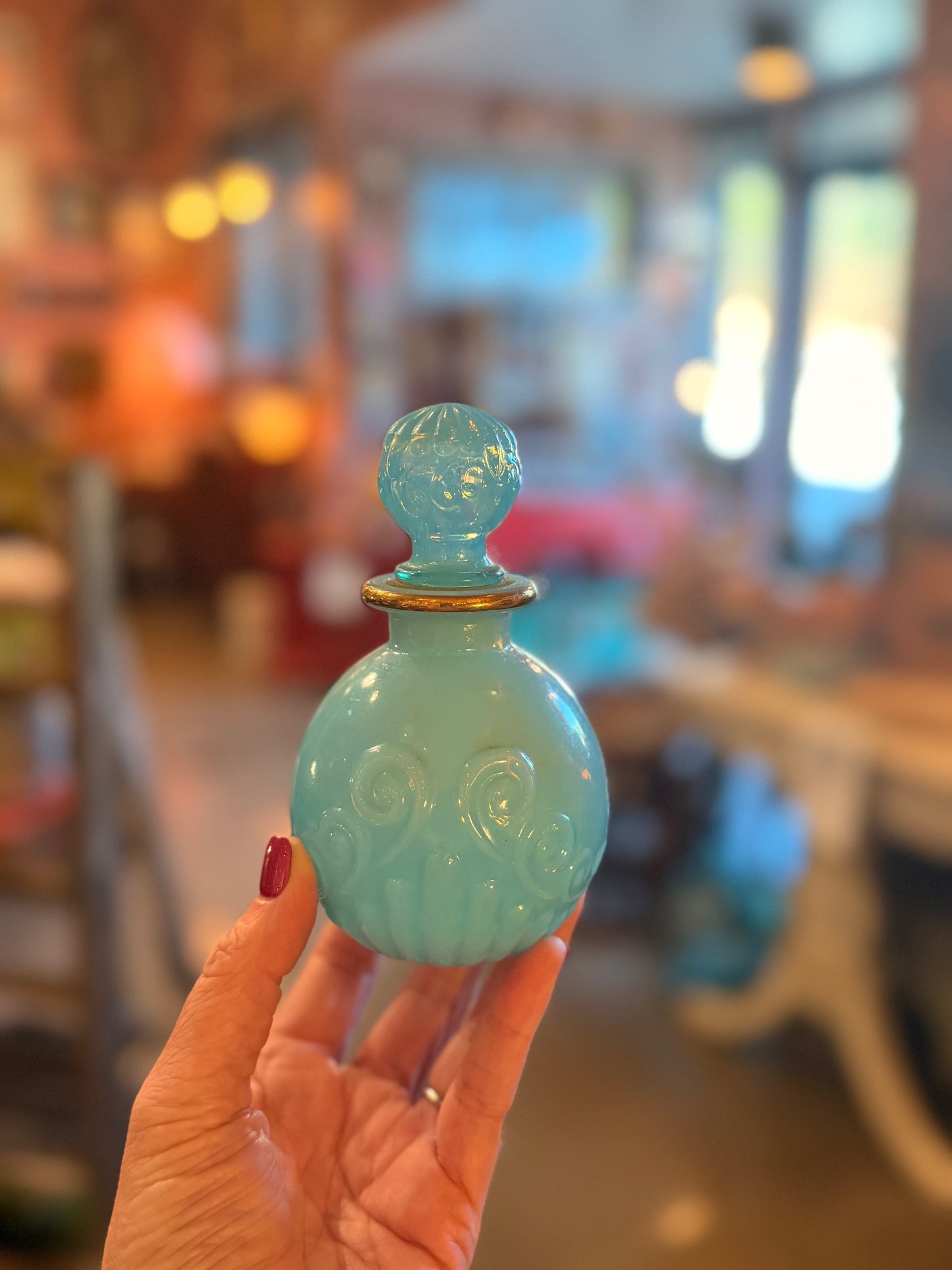 Vintage Avon Bristol Blue Opaline Glass Perfume Bottle