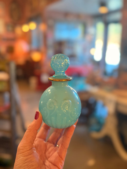 Vintage Avon Bristol Blue Opaline Glass Perfume Bottle