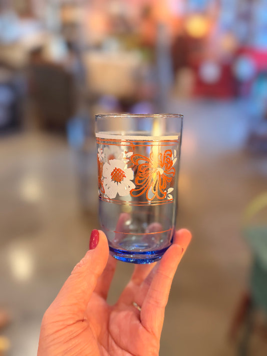 Vintage Blue & Orange Juice Glasses