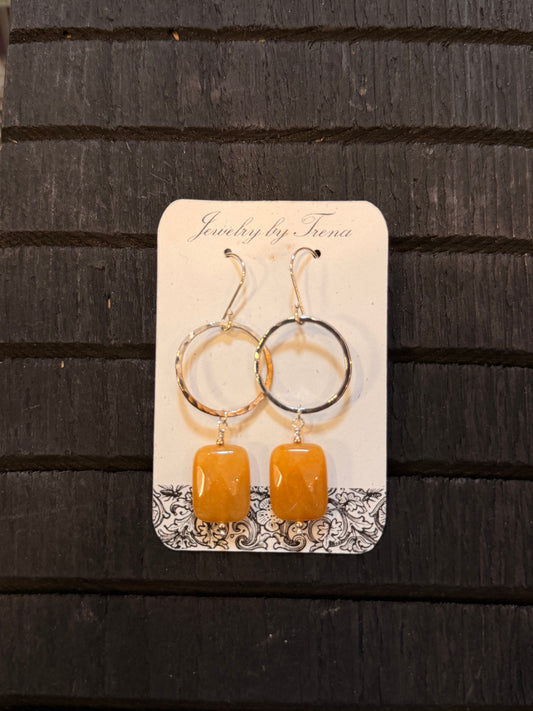 Sterling Silver Topaz Jade Dangle Earrings