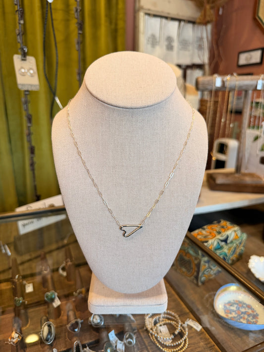 Sterling Silver Heart On Paper Chain Necklace