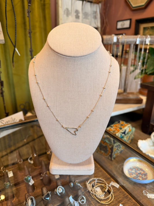 Sterling Silver Heart With Ball Chain Necklace