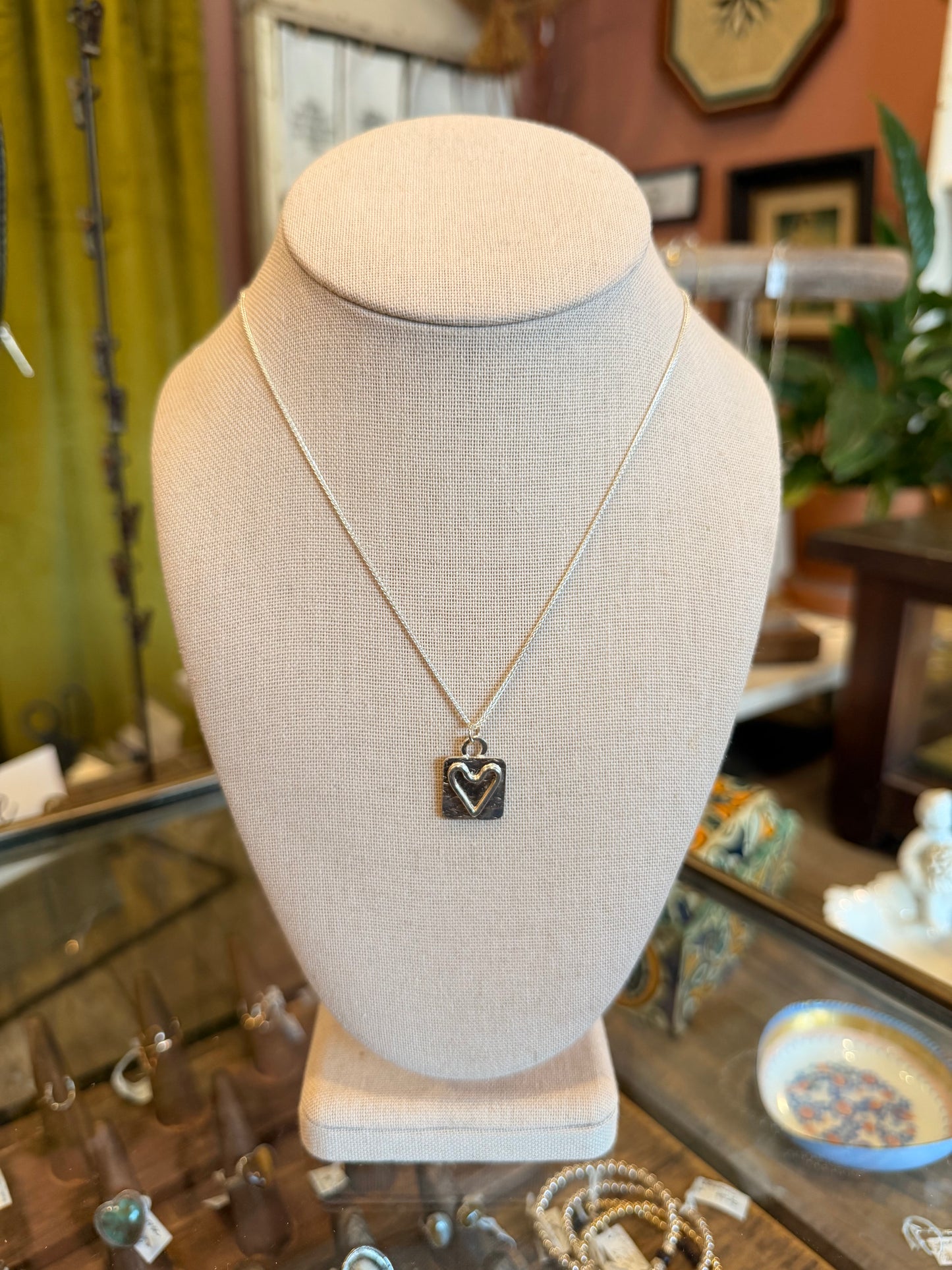 Sterling Silver Heart On Extension Chain Necklace