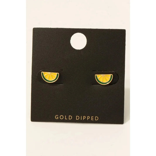 Gold Dipped Lime Earrings