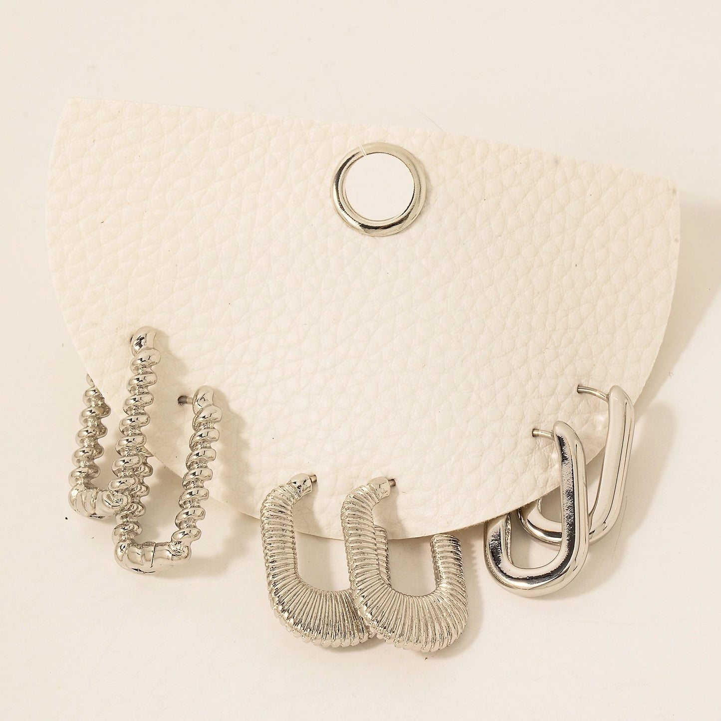 Mixed Rectangular Hoop Sets Assorted - Silver