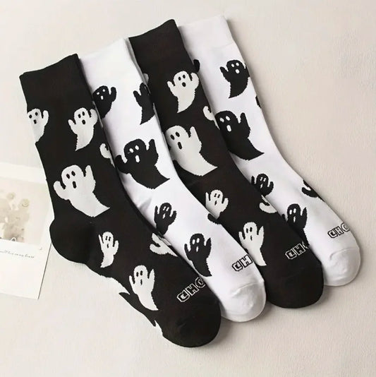 Halloween Socks Assorted - White Ghosts
