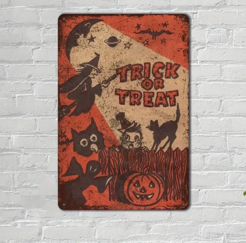 Trick or Treat Metal Sign