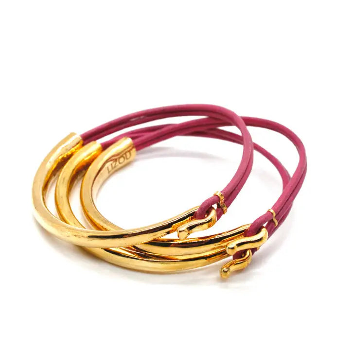 Assorted Leather & Gold Bracelets