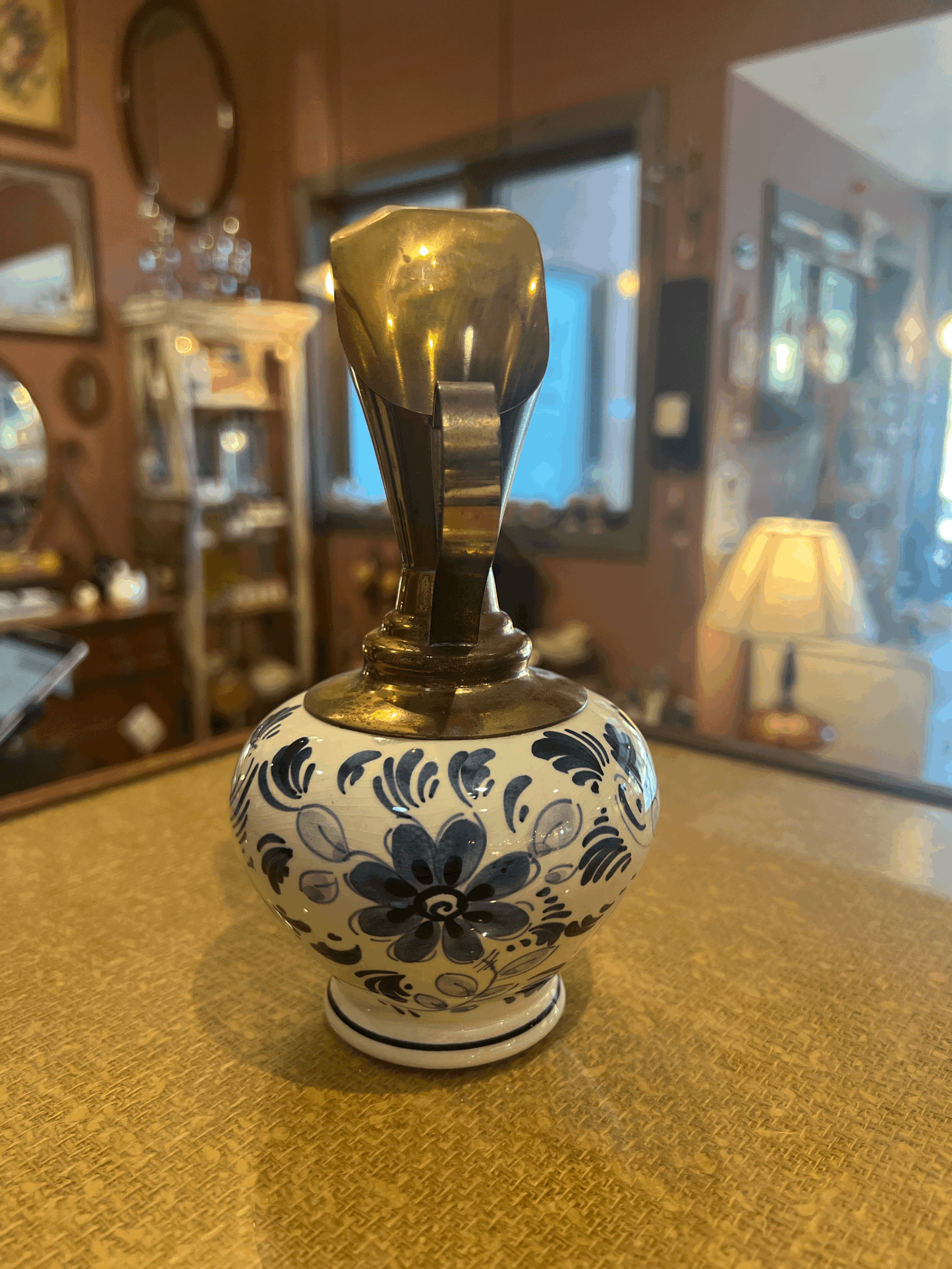 Brass and Ceramic Pitcher /Vase