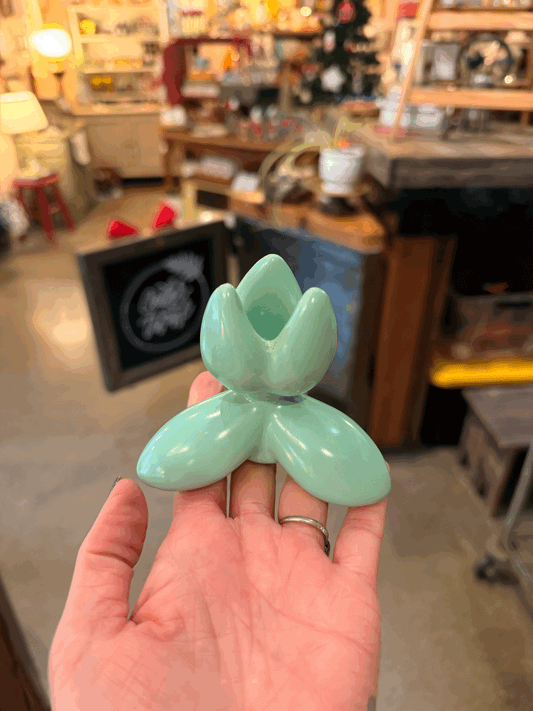 Vintage Camark Aqua Blue Lotus Candle Holder